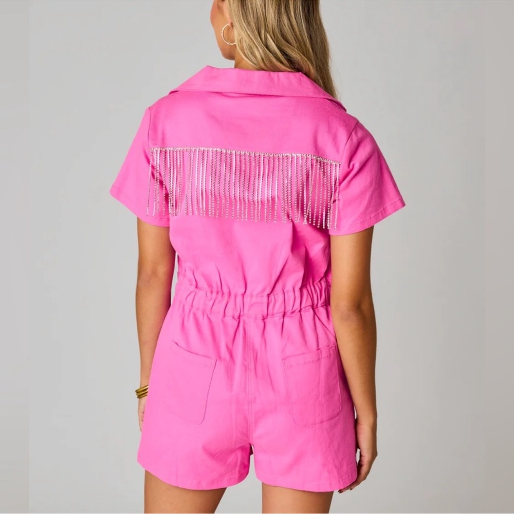Buddy Love - Jessie Crystal Fringe Romper - Pink